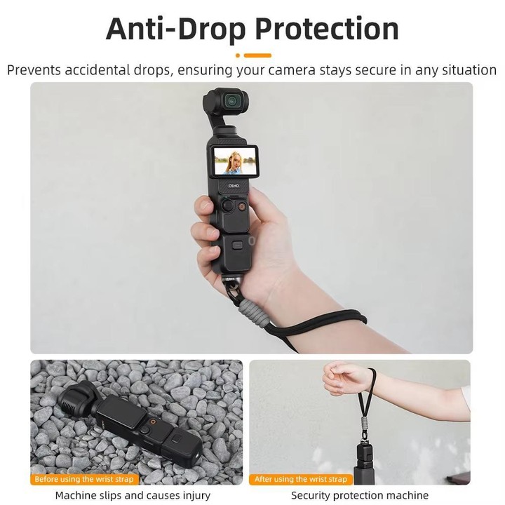 BRDRC Sports Camera Hand Lanyard With 1/4 inch Screw Loss Prevention Lanyard Wrist Strap Accessories(Black Rope Gray Knot)
