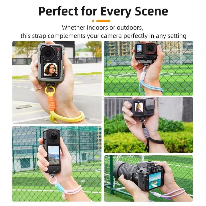 BRDRC Sports Camera Hand Lanyard With 1/4 inch Screw Loss Prevention Lanyard Wrist Strap Accessories(Yellow Rope Orange Knot)