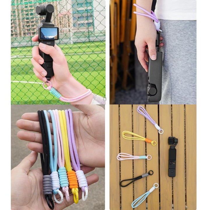 BRDRC Sports Camera Hand Lanyard With 1/4 inch Screw Loss Prevention Lanyard Wrist Strap Accessories(Light Blue Rope White Knot)