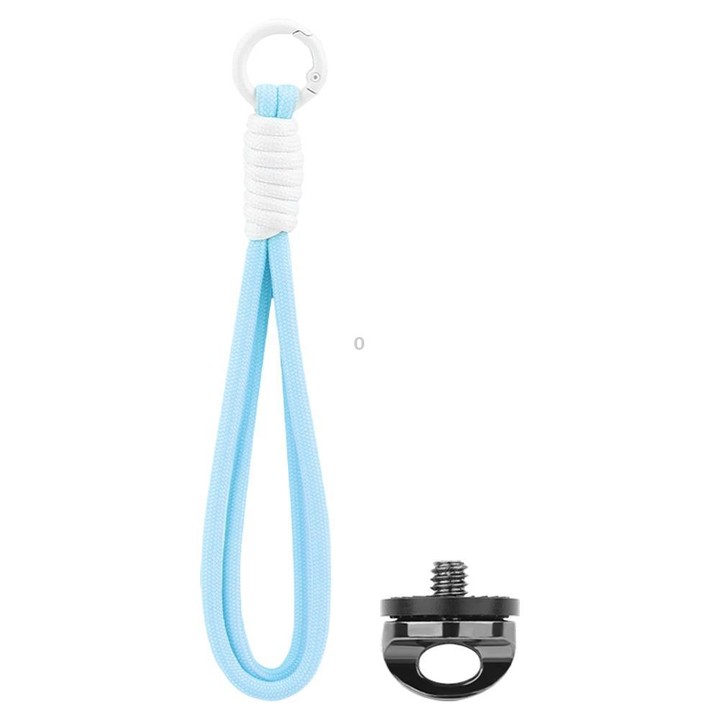BRDRC Sports Camera Hand Lanyard With 1/4 inch Screw Loss Prevention Lanyard Wrist Strap Accessories(Light Blue Rope White Knot)