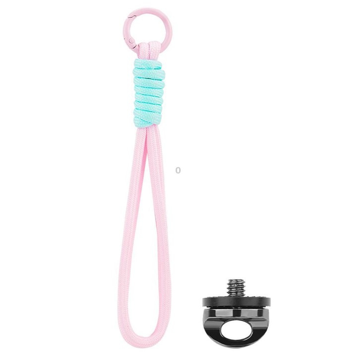 BRDRC Sports Camera Hand Lanyard With 1/4 inch Screw Loss Prevention Lanyard Wrist Strap Accessories(Light Pink Rope Blue Knot)