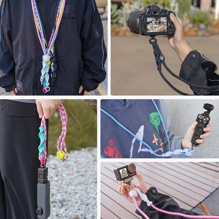 BRDRC Sport Camera Lanyard With 1/4 Inch Screw Anti-Lost Crossbody Lanyard(Pink Blue Green)