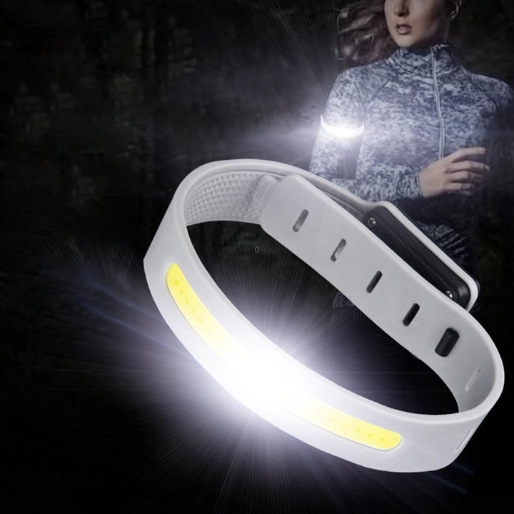 Rechargeable COB Armband Light Night Running Safety Warning Arm Leg Wristband Light(Gray)