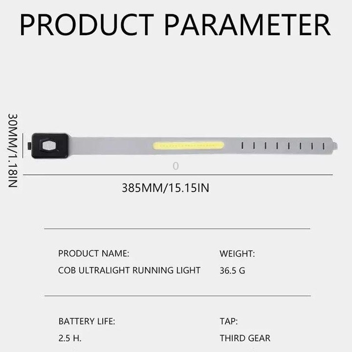 Rechargeable COB Armband Light Night Running Safety Warning Arm Leg Wristband Light(Gray)