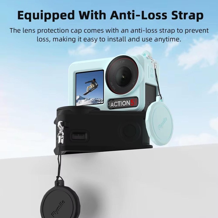 For DJI Osmo Action 3 / 4 / 5 Pro Flymile Silicone Cover Sport Camera Lens Drop Cases(Black)