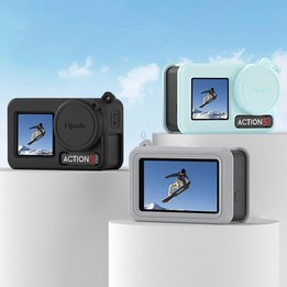 For DJI Osmo Action 3 / 4 / 5 Pro Flymile Silicone Cover Sport Camera Lens Drop Cases(Black)