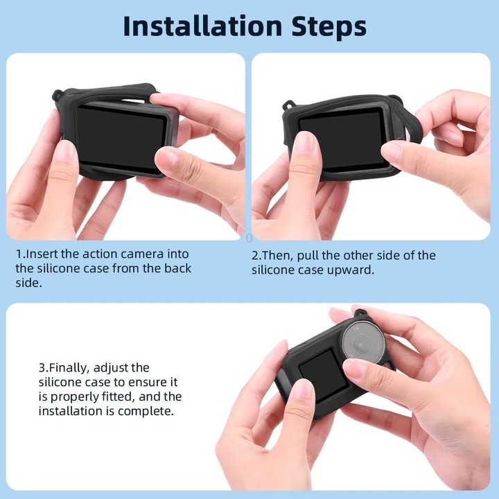 For DJI Osmo Action 3 / 4 / 5 Pro Flymile Silicone Cover Sport Camera Lens Drop Cases(Black)