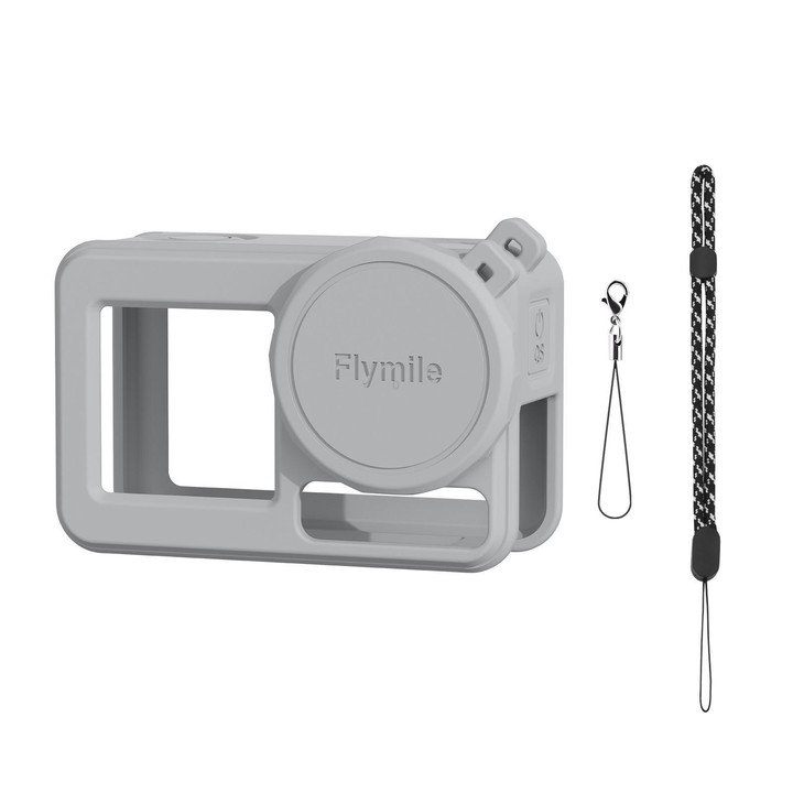 For DJI Osmo Action 3 / 4 / 5 Pro Flymile Silicone Cover Sport Camera Lens Drop Cases(Gray)
