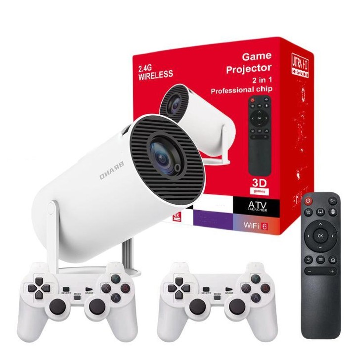 HY300 Game Projector Android 11 System With Wireless Gaming Controller 720P Home Theater(UK Plug)