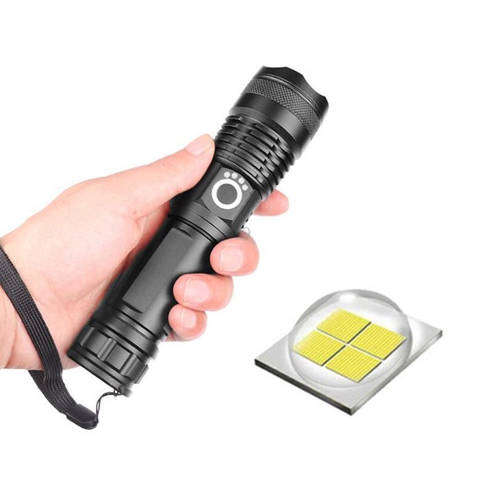 Aluminum Alloy Telescopic High-Intensity Flashlight With Power Display(Without Batteries)