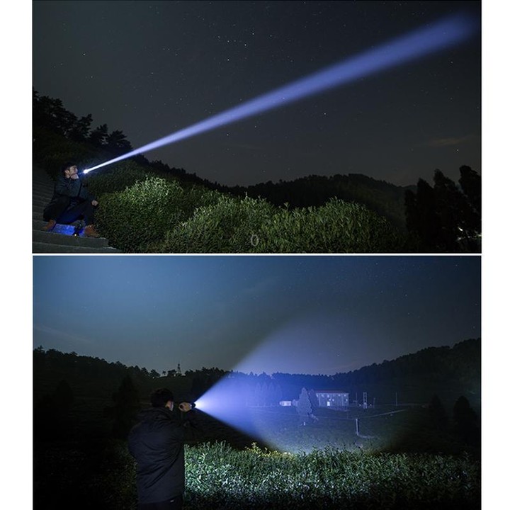 Aluminum Alloy Telescopic High-Intensity Flashlight With Power Display(Without Batteries)