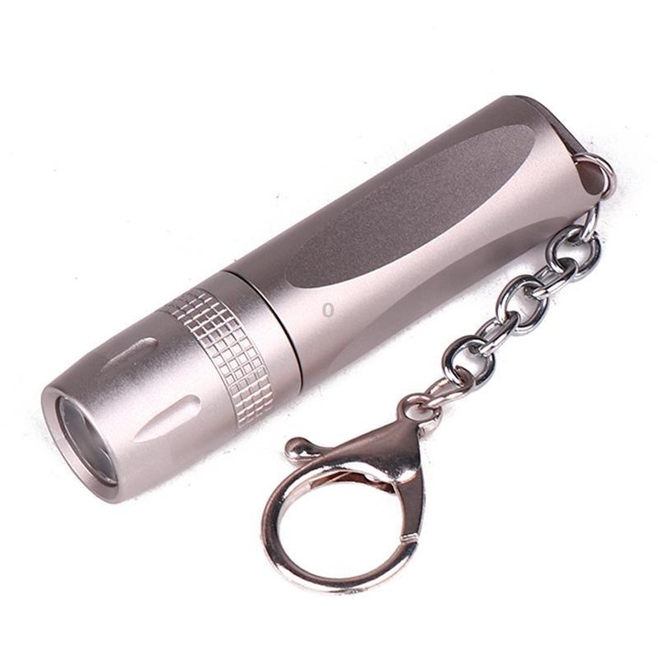 Small LED Portable Flashlight With Keychain(Gray)