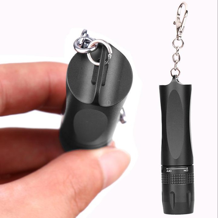Small LED Portable Flashlight With Keychain(Gray)