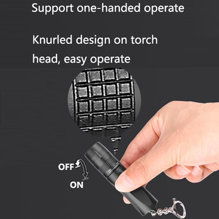 Small LED Portable Flashlight With Keychain(Gray)