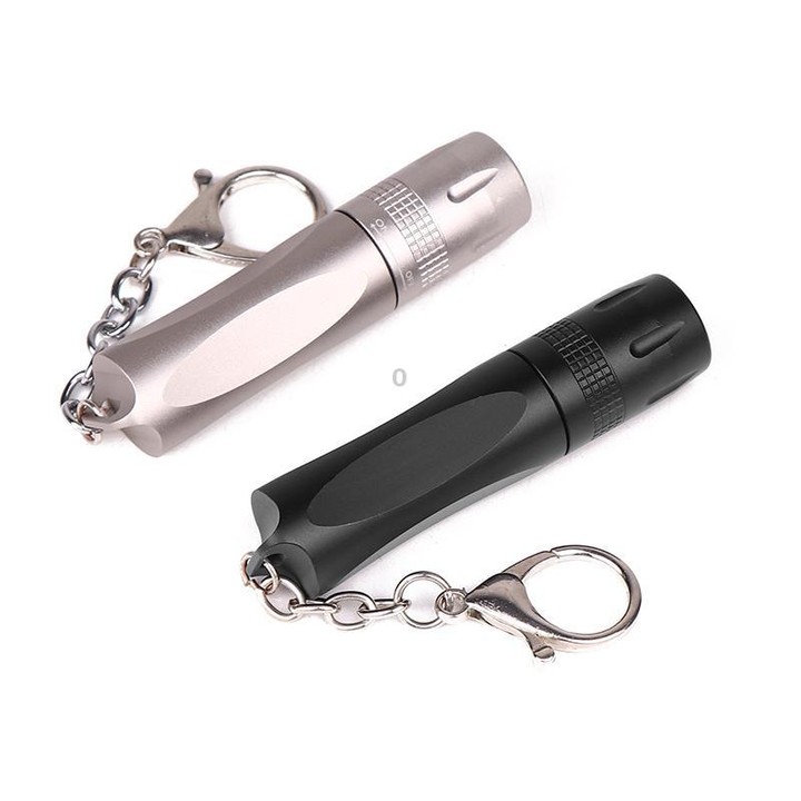 Small LED Portable Flashlight With Keychain(Gray)