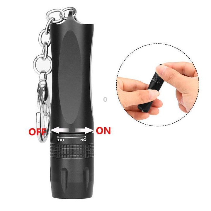 Small LED Portable Flashlight With Keychain(Gray)