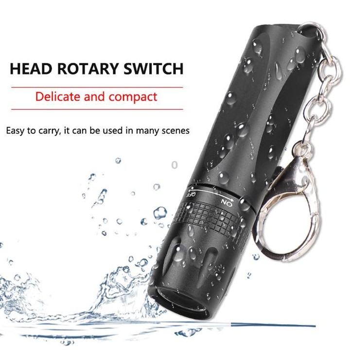 Small LED Portable Flashlight With Keychain(Gray)