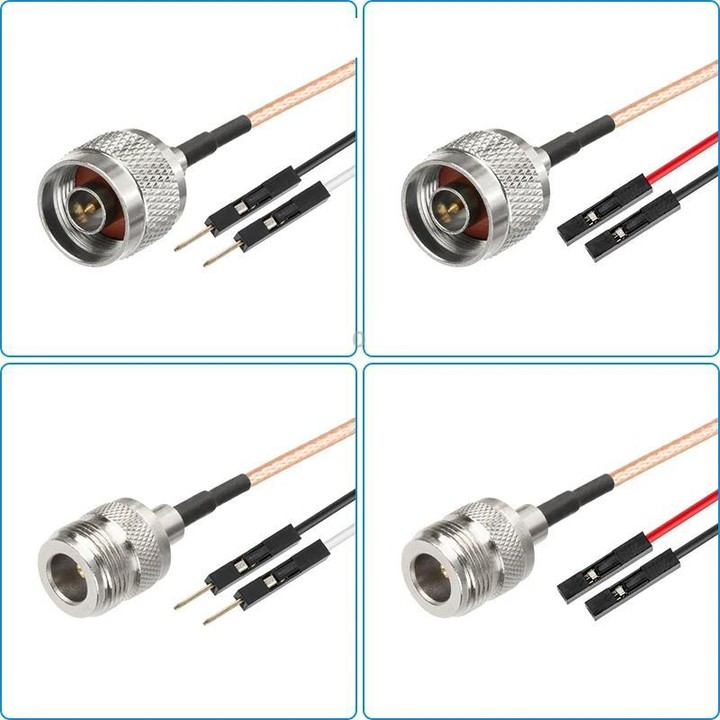 N Female To Dual DuPont Male RG316 RF Test Extension Adapter Cable(1m)