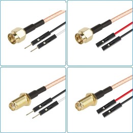 SMA Male To Dual DuPont Female RG316 RF Test Extension Adapter Cable(0.5m)