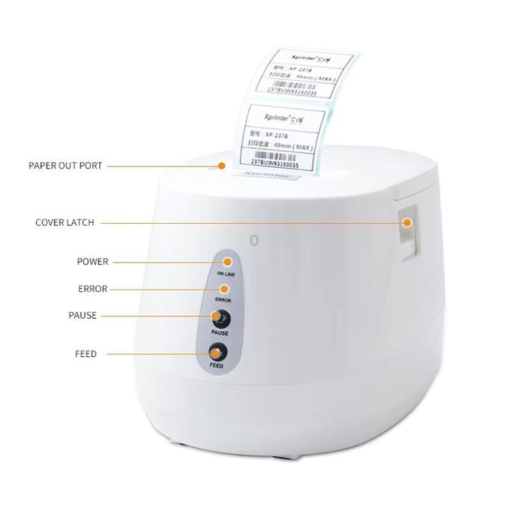 Xprinter XP-237B Barcode QR Code Supermarket Receipt Label Thermal Printer, Spec: USB+BT(US Plug)