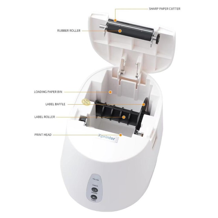 Xprinter XP-237B Barcode QR Code Supermarket Receipt Label Thermal Printer, Spec: USB+BT(US Plug)