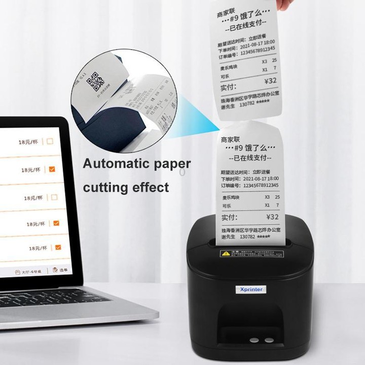 Xprinter XP-80T 80mm QR Code Supermarket Receipt Label Thermal Printer, Spec: USB+Lan(UK Plug)