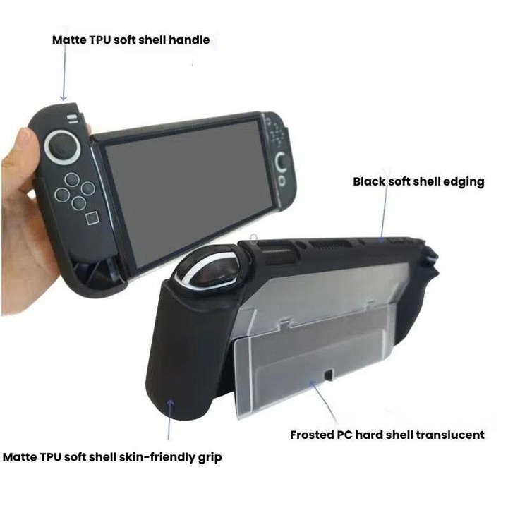 For Nintendo Switch OLED / Joy-Con 2 In 1 Protective Case TPU Cover Support(Translucent)