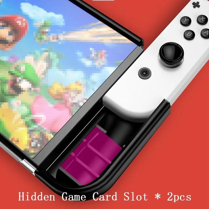 For Switch OLED Console TPU Protective Cover Integrated Shell With 2 Game Card Slots(Black)