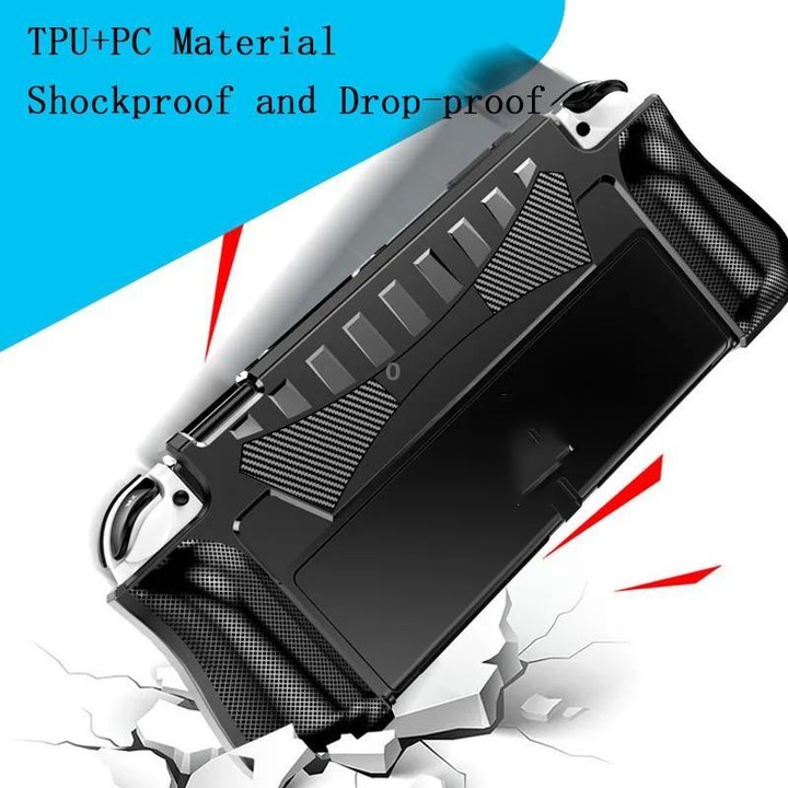 For Switch OLED Console TPU Protective Cover Integrated Shell With 2 Game Card Slots(Black)