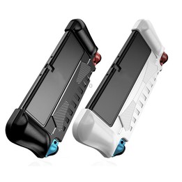For Switch OLED Console TPU Protective Cover Integrated Shell With 2 Game Card Slots(Black)