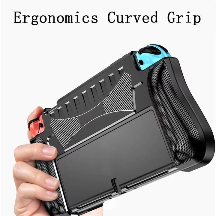 For Switch OLED Console TPU Protective Cover Integrated Shell With 2 Game Card Slots(Black)