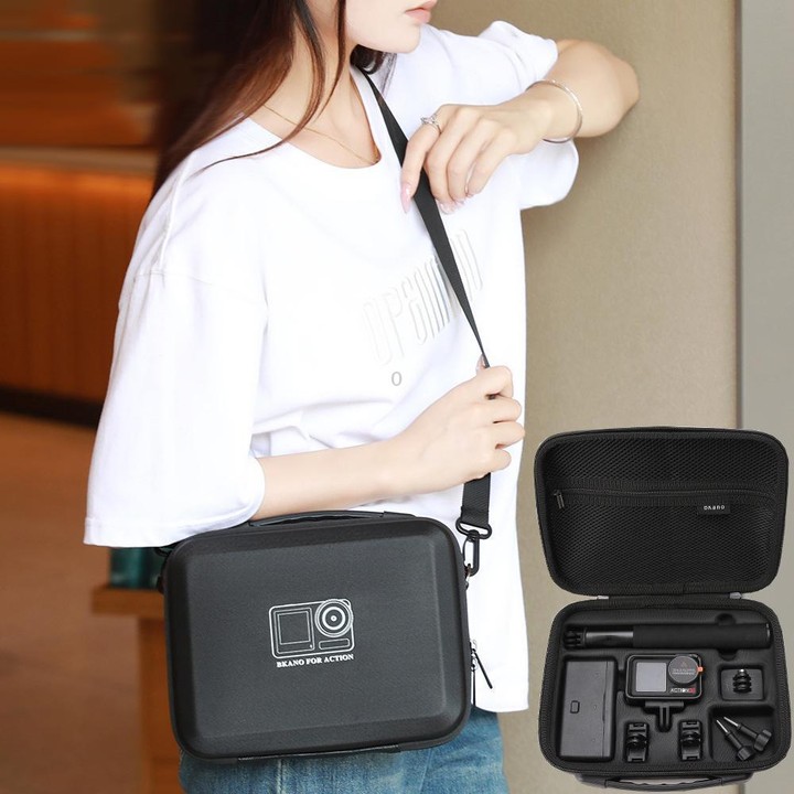 BKANO For DJI Osmo Action 3 / 4 / 5 Pro Sports Camera Storage Bag Portable Protective Bag Case(Black)