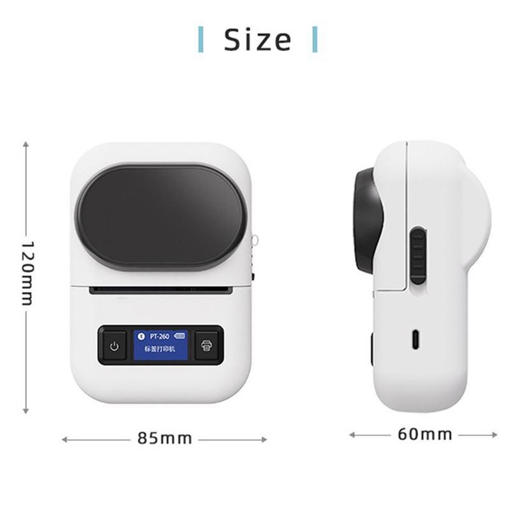 PT260 50mm/s 203DPI Bluetooth Thermal Label Printer, 57mm Print Width for Commercial & Office Use(Black)