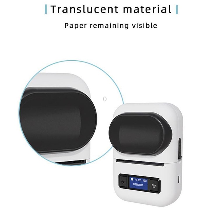 PT260 50mm/s 203DPI Bluetooth Thermal Label Printer, 57mm Print Width for Commercial & Office Use(White)