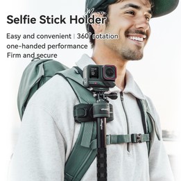 AMagisn Selfie Stick Hanger Action Camera Backpack Quick Attachment for Insta360 / DJI / GoPro(Black)