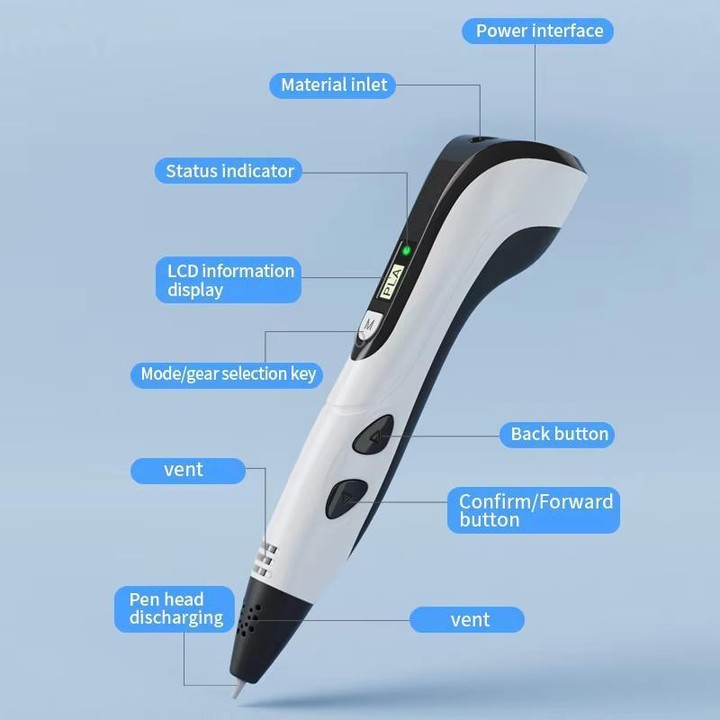 3D Printing Pen Kids Education Drawing DIY Doodle Stereoscopic Drawing 3D Pen(Blue)