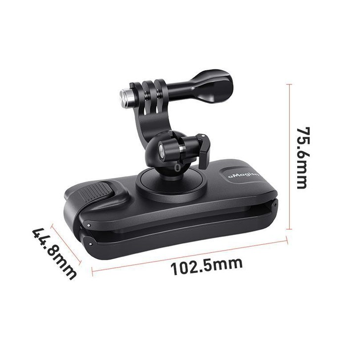 aMagisn 360-degree Rotation Ball Head Backpack Clip for Camera & Smartphone(Black)