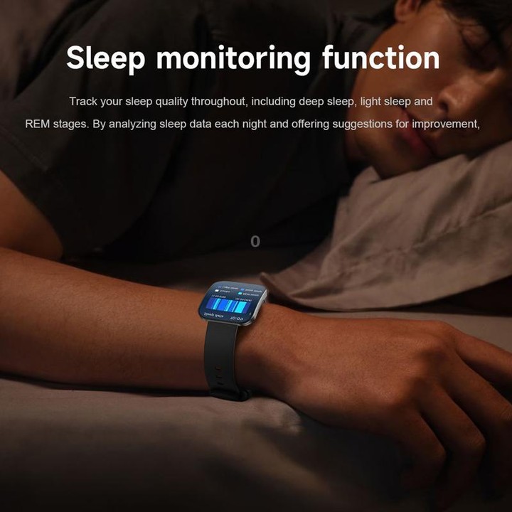 QS08 1.85 Inch Full-Screen Smart Watch with Real-Time Heart Rate/Blood Glucose/Blood Oxygen Monitor, SOS Alert, Sleep Tracking(P