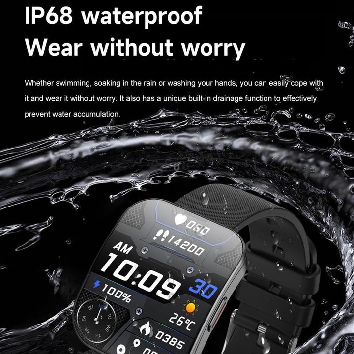 QS08 1.85 Inch Full-Screen Smart Watch with Real-Time Heart Rate/Blood Glucose/Blood Oxygen Monitor, SOS Alert, Sleep Tracking(P