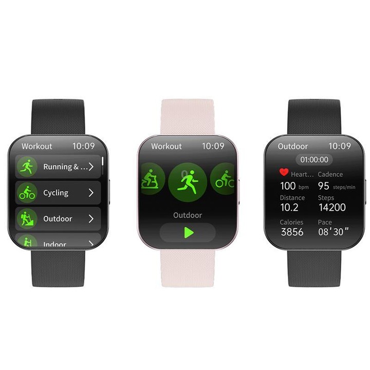 QS08 1.85 Inch Full-Screen Smart Watch with Real-Time Heart Rate/Blood Glucose/Blood Oxygen Monitor, SOS Alert, Sleep Tracking(P