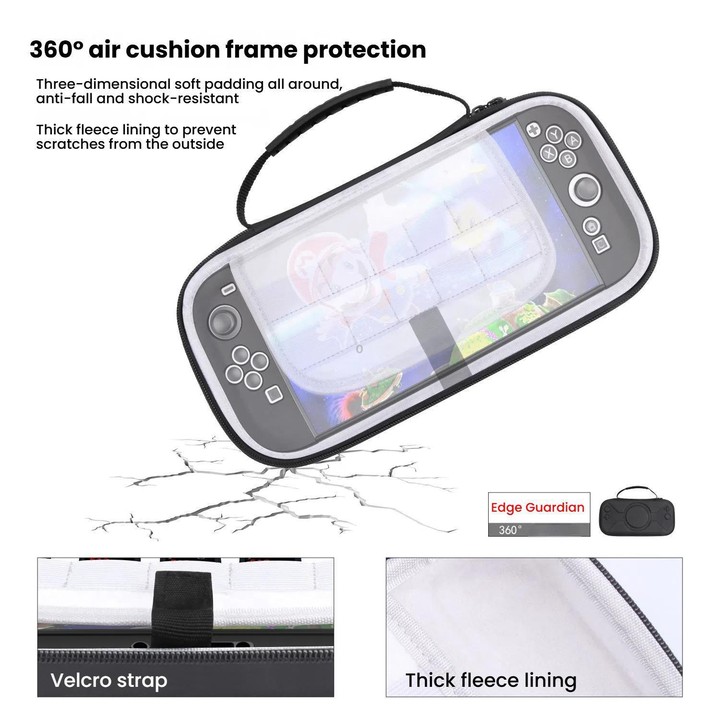 For Nintendo Switch 2 Storage Bag Portable O-Pattern Handbag(PU Black)