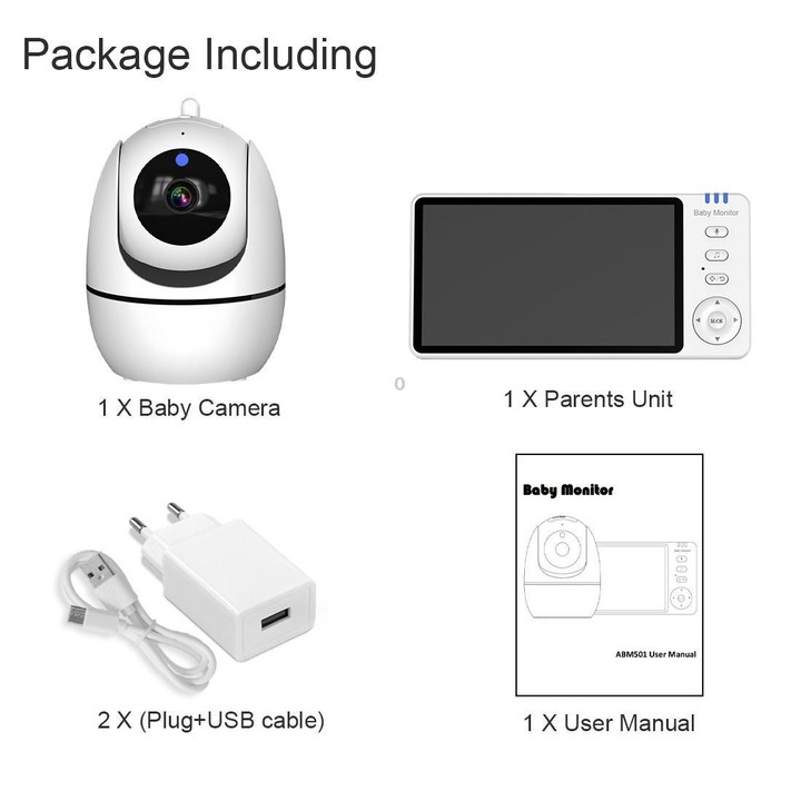 5 inch 1080P HD Baby Watcher Baby Monitor Camera US Plug