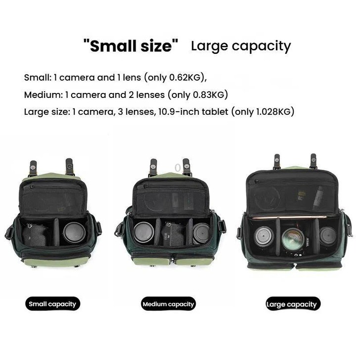 Cwatcun D99 Small Shoulder Camera Bag Multi-functional Casual Color Clash Lightweight Storage Bag