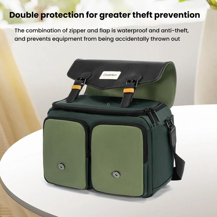 Cwatcun D99 Large Shoulder Camera Bag Multi-functional Casual Color Clash Lightweight Storage Bag