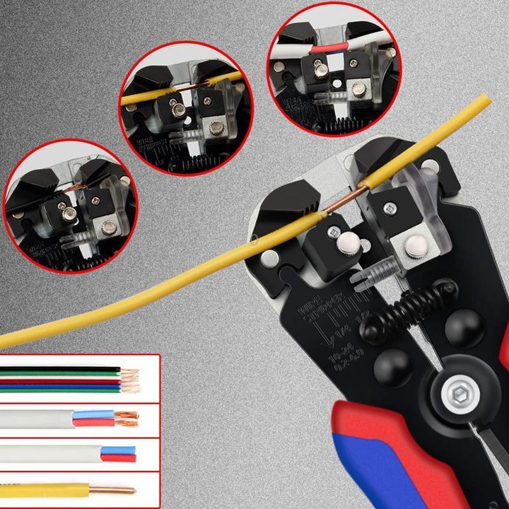 D2 Automatic Multifunctional Crimping And Stripping Pliers Portable Electrician Wire Tools(Red Blue Handle)