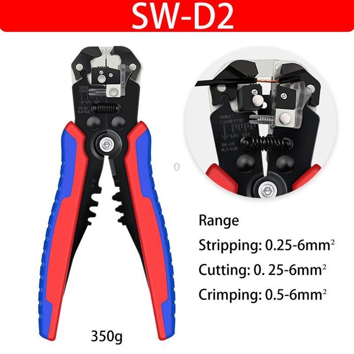 D2 Automatic Multifunctional Crimping And Stripping Pliers Portable Electrician Wire Tools(Red Blue Handle)
