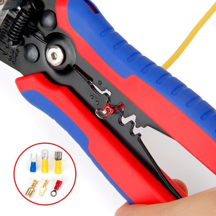 D2 Automatic Multifunctional Crimping And Stripping Pliers Portable Electrician Wire Tools(Orange Gray Handle)