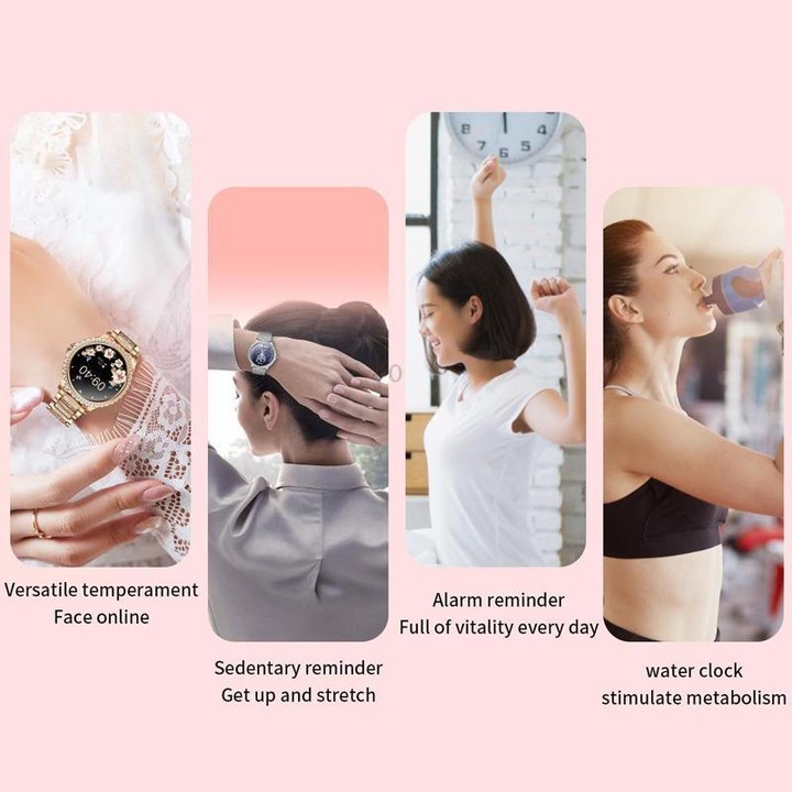 Bluetooth Calling AI Voice Assistant Life Waterproof Sports Smartwatch, Color: Gold Pink Silicone Strap
