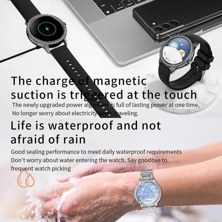 Bluetooth Calling AI Voice Assistant Life Waterproof Sports Smartwatch, Color: Gold Pink Silicone Strap