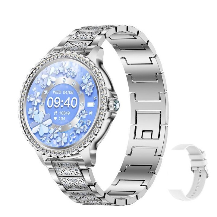 Bluetooth Calling AI Voice Assistant Life Waterproof Sports Smartwatch, Color: Silver Rough Steel Strap+Gray Silicone Strap